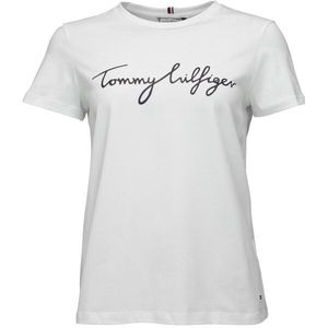 Tommy Hilfiger REG C-NK SIGNATURE Dámské triko, bílá, velikost obraz