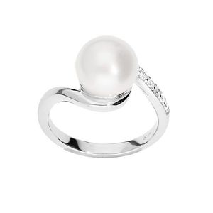 Brilio Silver Elegantní stříbrný prsten s pravou perlou SR05575A 52 mm obraz