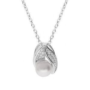 Brilio Silver Elegantní stříbrný náhrdelník s pravou perlou MPD0176B (řetízek, přívěsek) obraz
