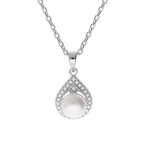 Brilio Silver Překrásný stříbrný náhrdelník s pravou perlou MP05320A (řetízek, přívěsek) obraz