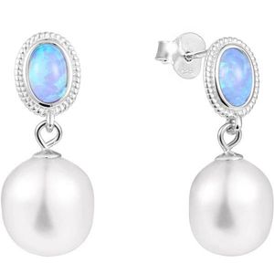 JwL Luxury Pearls Luxusní náušnice s pravou barokní perlou a syntetickým opálem JL0583 obraz