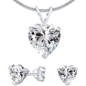 Silvego Stříbrný set šperků s čirým křišťálovým sklem JJJHEART01 (náušnice, přívěsek) obraz