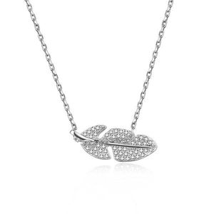 MOISS Půvabný stříbrný náhrdelník Pírko N0000521 (řetízek, přívěsek) obraz
