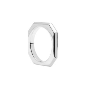 PDPAOLA Elegantní rhodiovaný prsten SIGNATURE LINK Silver AN02-378 54 mm obraz
