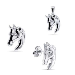 Brilio Silver Designový stříbrný set šperků Kůň SET209W (přívěsek, náušnice) obraz