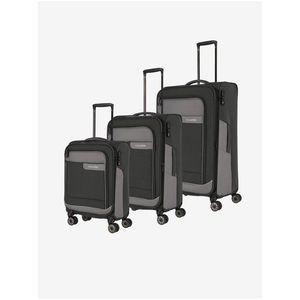 Sada tří tmavě šedých cestovních kufrů a tašky Travelite Viia 4w S, M, L + Duffle Anthracite obraz