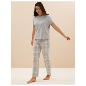 Šedé dámské kostkované pyžamo Marks & Spencer obraz