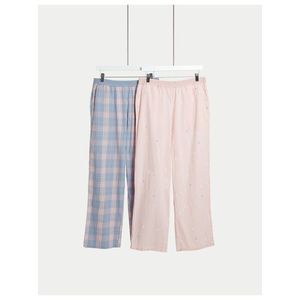Sada dvou dámských spodních dílů pyžama v růžové a modré barvě Marks & Spencer obraz