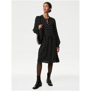 Černé dámské puntíkované volné mini šaty Marks & Spencer obraz