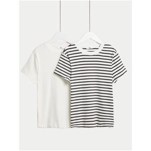 Sada dvou holčičích triček v krémové barvě Marks & Spencer obraz