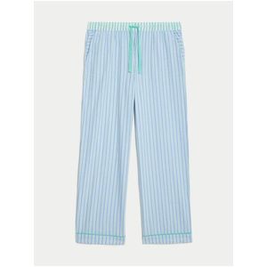 Světle modré dámské pruhované pyžamové kalhoty Marks & Spencer obraz