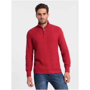 Červený pánský svetr s límcem Ombre Clothing obraz