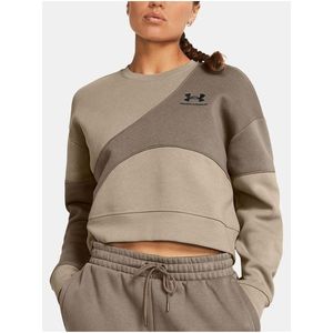 Světle hnědá mikina Under Armour Essential Fleece Crop Crew obraz