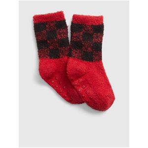 Spodní prádlo - Dětské kostkované ponožky Červená obraz