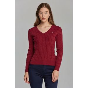 červený dámský svetr s výstřihem do v obraz