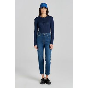 DŽÍNY GANT CROPPED SLIM JEANS DARK BLUE BROKEN IN obraz