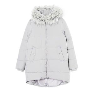 Cropp - Prošívaný kabát s kapucí - Světle šedá obraz