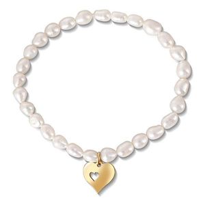 JwL Luxury Pearls Jemný náramek z pravých perel s pozlaceným srdíčkem JL0691 obraz