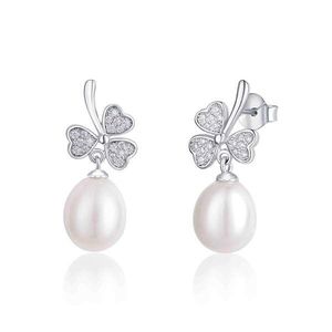 JwL Luxury Pearls Trojlístkové stříbrné náušnice s perlou a zirkony JL0618 obraz
