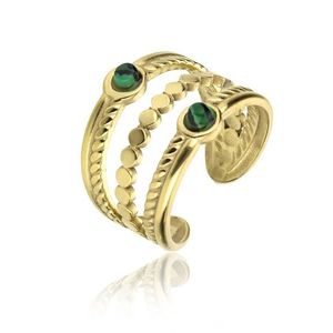 Emily Westwood Výrazný pozlacený prsten s malachitem Gemma EWR23045G obraz
