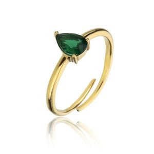 Emily Westwood Půvabný pozlacený prsten se zeleným zirkonem Presley EWR23063G obraz