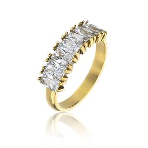Marc Malone Blyštivý pozlacený prsten se zirkony Leila White Ring MCR23061G 52 mm obraz