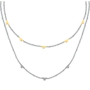 Trussardi Dvojitý ocelový bicolor náhrdelník se zirkony T-Logo TJAXC62 obraz