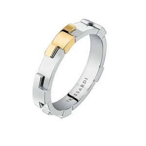 Trussardi Moderní ocelový bicolor prsten T-Logo TJAXC72 54 mm obraz