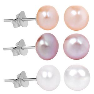 JwL Luxury Pearls Zvýhodněná sada 3 párů perlových náušnic - bílé, lososové, fialové JL0426 obraz