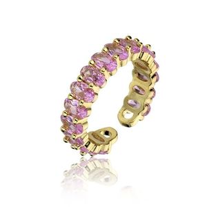 Marc Malone Třpytivý pozlacený prsten s růžovými zirkony Arabella Pink Ring MCR23053G obraz