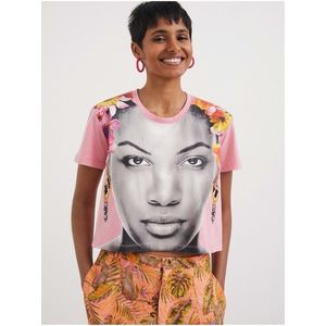 Světle růžové dámské tričko Desigual Face obraz