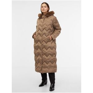 Hnědý dámský péřový zimní prošívaný kabát Geox Chloo obraz