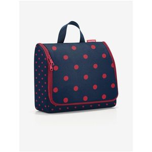 Tmavě modrá dámská puntíkovaná kosmetická taška Reisenthel Toiletbag XL Mixed Dots Red obraz