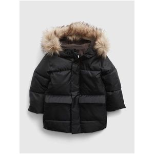Černá dětská prošívaná zimní bunda s kapucí GAP obraz