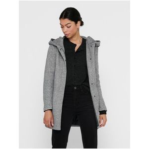 Světle šedý dámský žíhaný lehký kabát s kapucí ONLY Sedona obraz