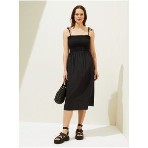 Černé dámské bavlněné midi šaty na ramínka Marks & Spencer obraz