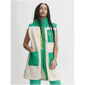 Krémovo-zelená dámská dlouhá vesta The Jogg Concept obraz