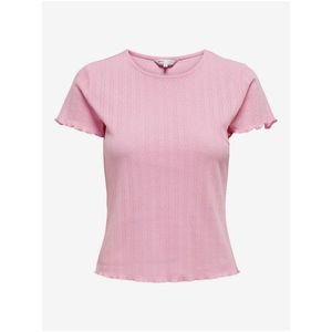 Růžové dámské žebrované tričko ONLY Carlotta obraz