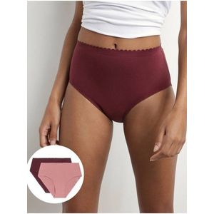 Sada dvou dámských kalhotek ve vínové a růžové barvě DIM Body touch highwaist brief obraz