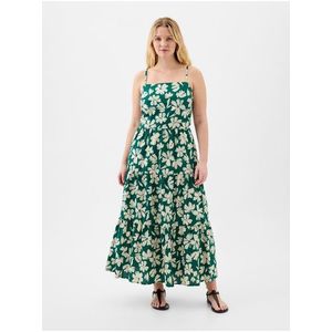 Krémovo-zelené dámské květované maxi šaty GAP obraz