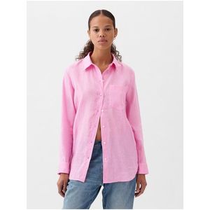 Růžová dámská lněná košile GAP obraz