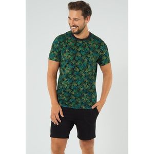 Pánské pyžamo Italian Fashion Chill - krátké bavlněné Černo-zelená XL obraz