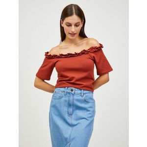 Pieces Leah Crop top Hnědá obraz