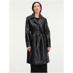Černý dámský koženkový kabát JDY Vicos obraz
