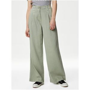 Světle zelené dámské široké kalhoty Marks & Spencer obraz