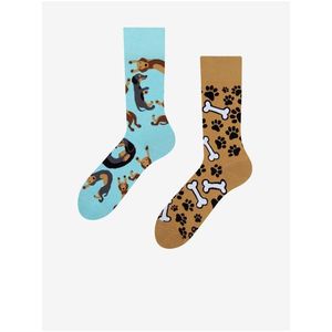 Hnědo-modré veselé ponožky Dedoles Jezevčík obraz