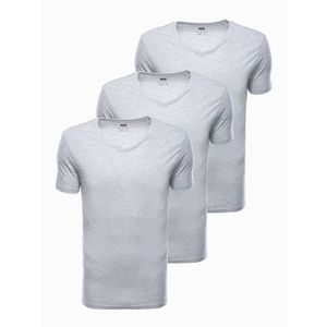 Trojbalení šedých bavlněných triček s výstřihem do V Z29-V10 obraz