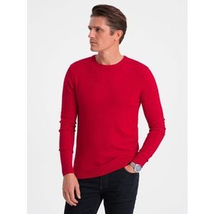Klasický červený svetr s kulatým výstřihem V5 SWBS-0106 obraz