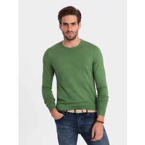 Klasický zelený svetr s kulatým výstřihem V13 SWBS-0106 obraz
