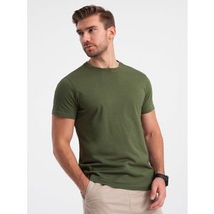 Bavlněné klasické olivové tričko s krátkým rukávem V4 TSBS-0146 obraz